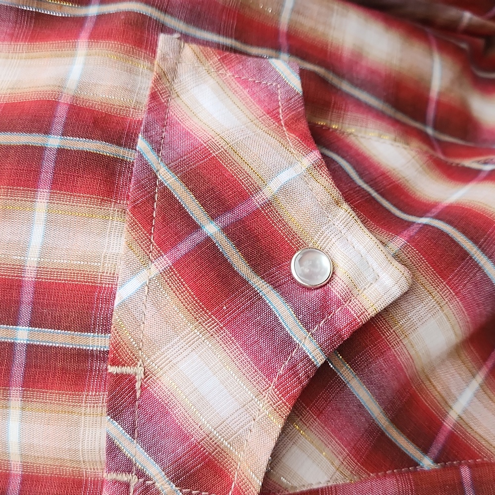 Men's Western Red Plaid Shirt - Picture 4 of 14